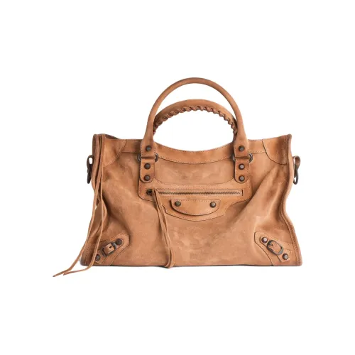 Balenciaga Le City Cow Leather Handbag Medium Size Women's Camel