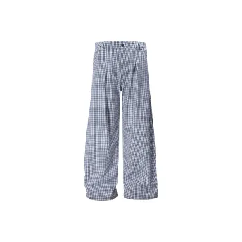 GBXM Casual Pants Unisex Blue Plaid Color