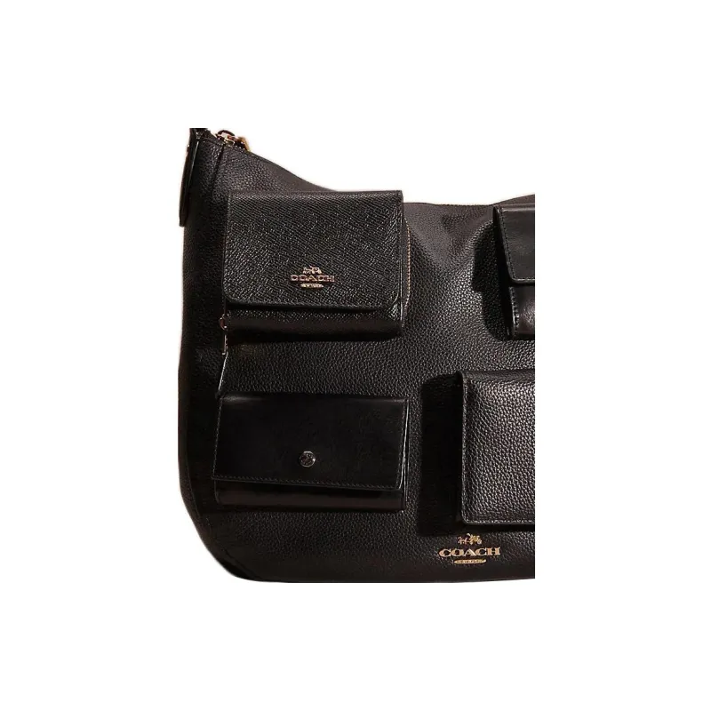 COACH Chelsea Pebbled Leather Handbag, Shoulder Bag, Crossbody Bag Large Size Women's Black-4