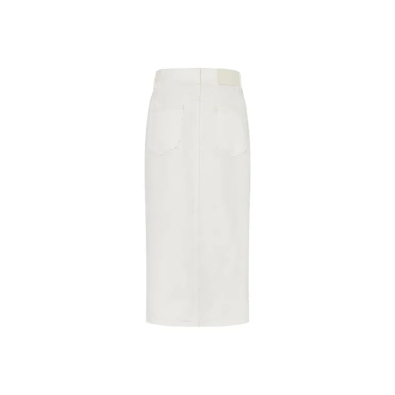 MOCO Denim Long Skirt Women's White-1