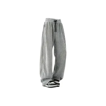Chisportate Casual Pants Unisex Black White Stripes