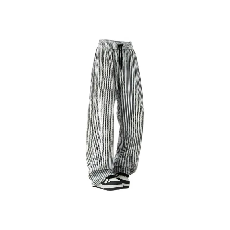 Chisportate Casual Pants Unisex Black White Stripes-0