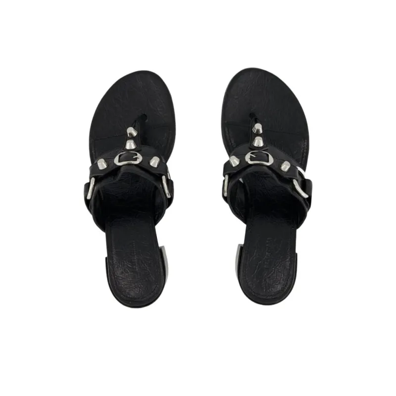 Balenciaga Slip Resistant Flip Flops Women's Black-4