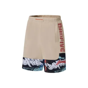 LiNing Casual Shorts Men's Coast Gray Black Red All Over Print