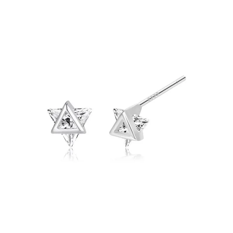 VEZA Sterling Silver Stud Earrings Unisex-1