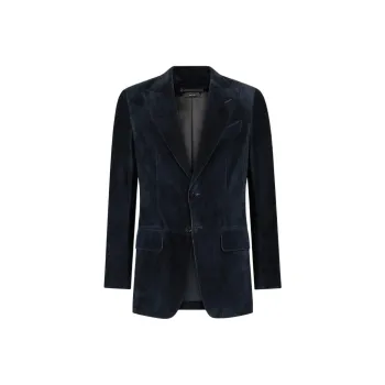 TF SS25 Leather Jacket Men's Marine Blue