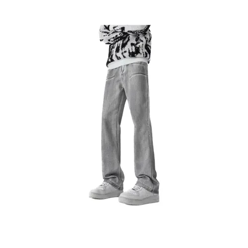 Small Columns Under The Sea Jeans Unisex Gray White
