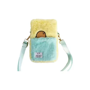 Friendship Plush Cell Phone Pouch, Crossbody Bag, Shoulder Bag Women's Yellow & Green