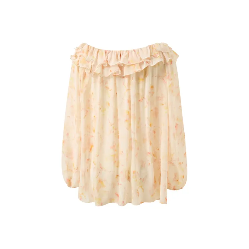 3COLOUR Elegant Clear Chiffon Shirt Women's Citrus Flower-1