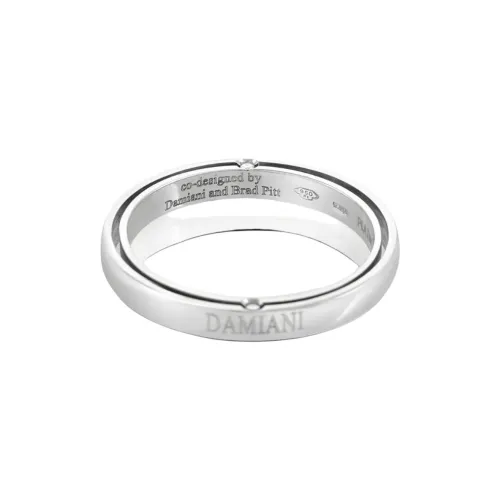 Damiani X Brad Pitt Pre owned 18K White Gold And Platinum D. Side Diamond Ring
