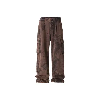 CLOR Casual Pants Unisex Branch Camouflage Purple