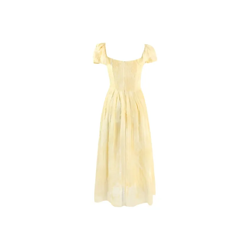 Mu Xiao Xin Short Sleeved Dress Women's Yellow-3