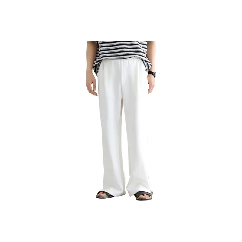 A.B.X Full Elastic Drawstring Waist Single Pleat Side Seam Front Walking Casual Sweatpants Pants Unisex-6