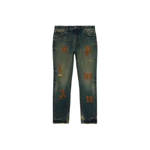 PALM ANGELS Logo Patch Straight Leg Jeans