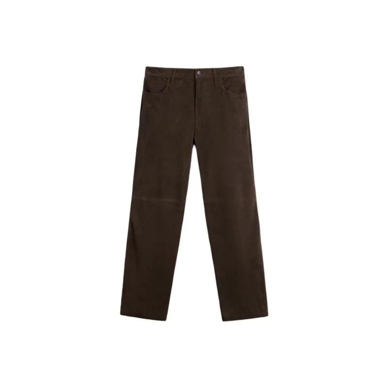ZARA Leather Pants Men Brown-0