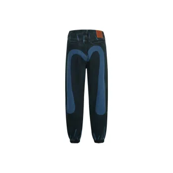 EVISU Cuffed Pants Men's Denim Black All Over