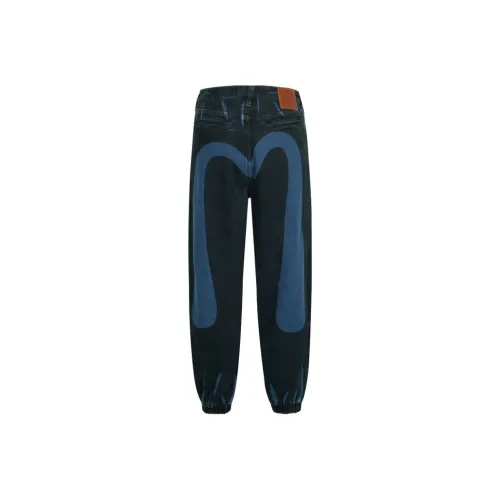 EVISU Cuffed Pants Men's Denim Black All Over