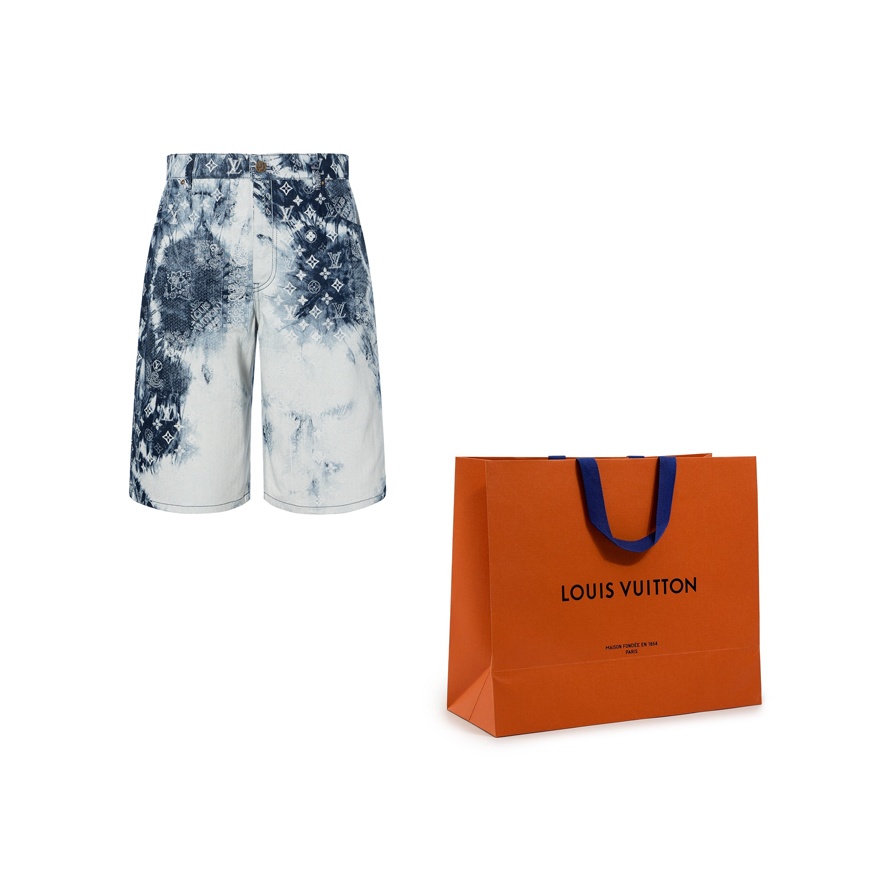 LOUIS VUITTON Monogram Bandana Baggy Fit Denim Shorts - POIZON