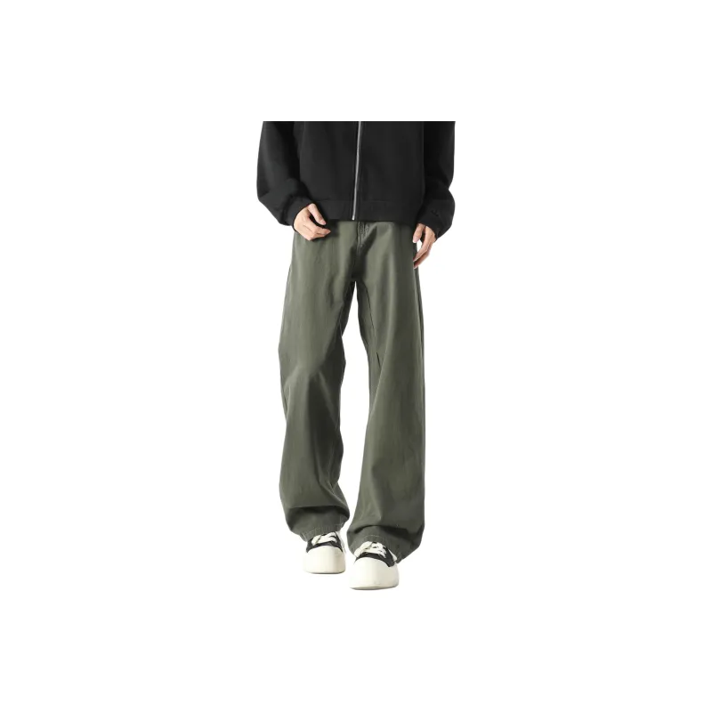 FAKE VINTAGE Casual Pants Unisex Army Green-0