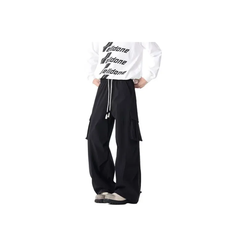 NOME Vintage Casual Fashion Lace Up Straight Fit Wide Leg Casual Pants Unisex-0