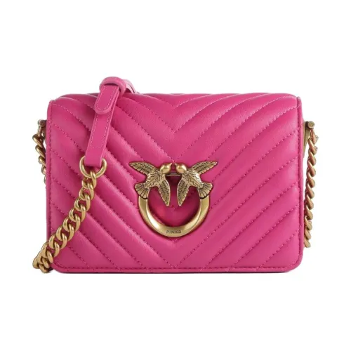 PINKO Click Series Sheepskin With Cowhide Accents Shoulder Bag Crossbody Bag Mini Women's Fuchsia