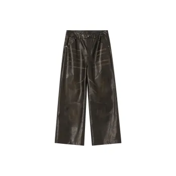 FORNINES Leather Pants Unisex Black