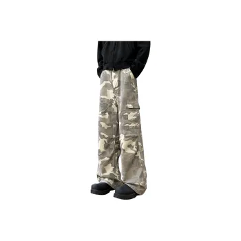 Qnxeey Cargo Pants Unisex Desert Camouflage
