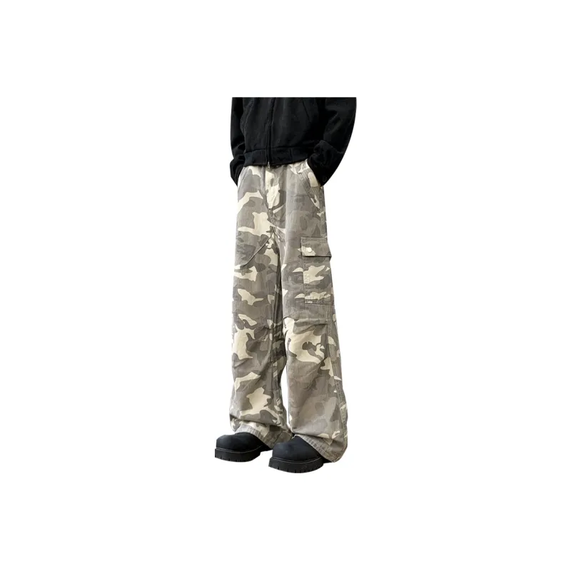 Qnxeey Cargo Pants Unisex Desert Camouflage-0