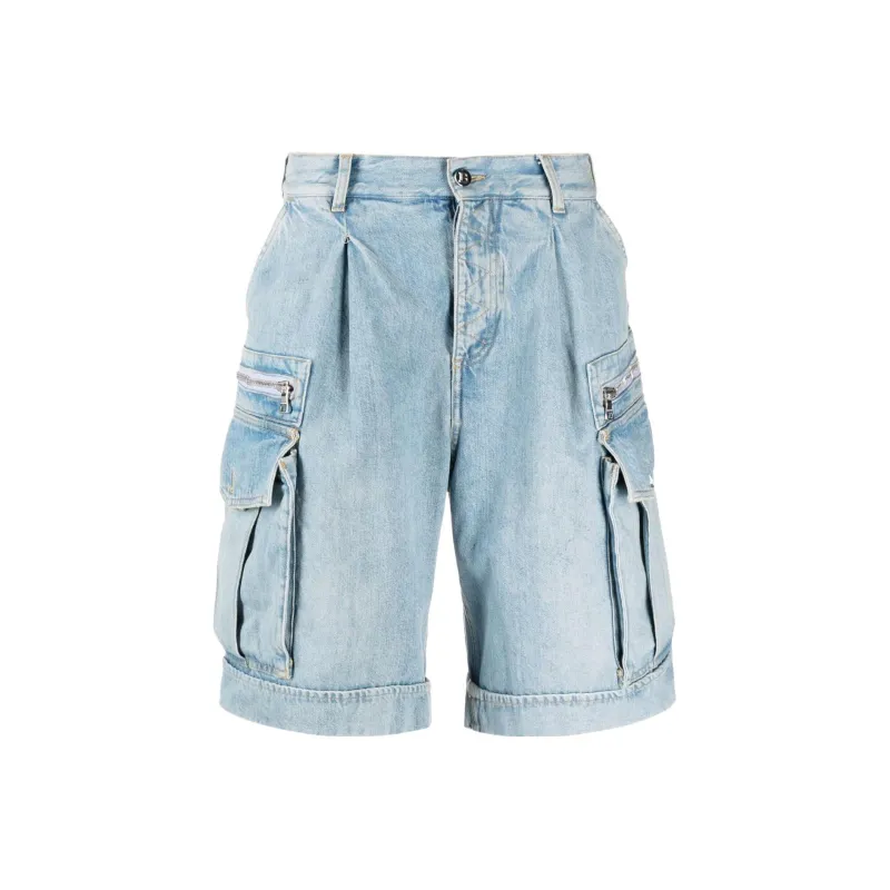 BALMAIN Denim Cargo Shorts-0