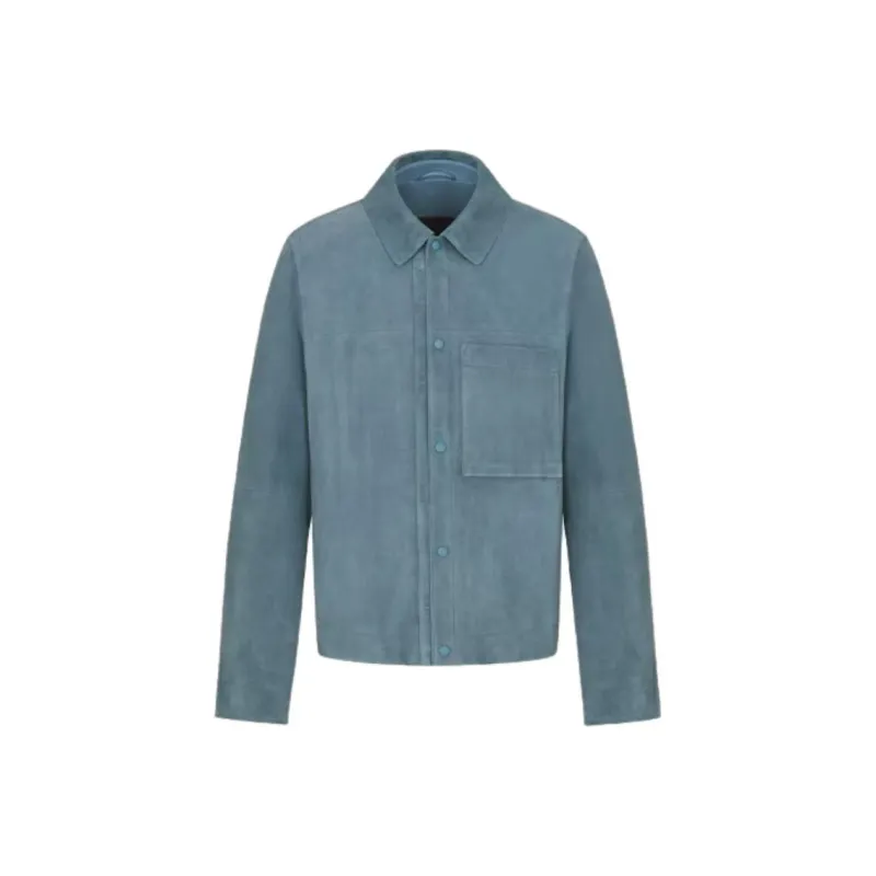 DIOR SS25 Leather Jacket Men's Blue-0