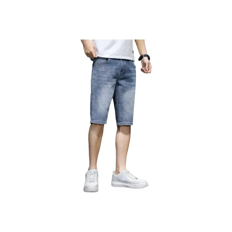 Tonlion Denim Shorts Men's Aqua Blue-0