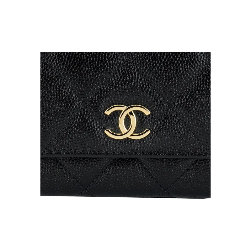 CHANEL 22K Autumn And Winter Caviar Cow Leather Mini Bag, One Shoulder Crossbody Clutch Mini Women's Black-4