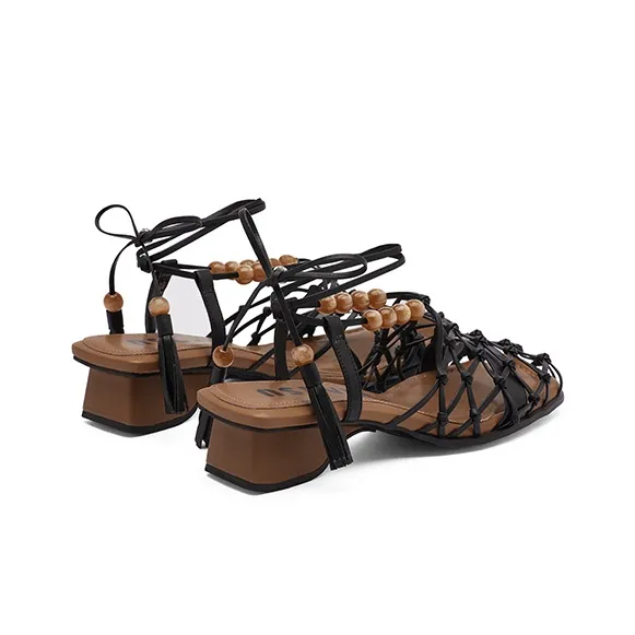 SUGARSU Roman Sandals Women's Black-4