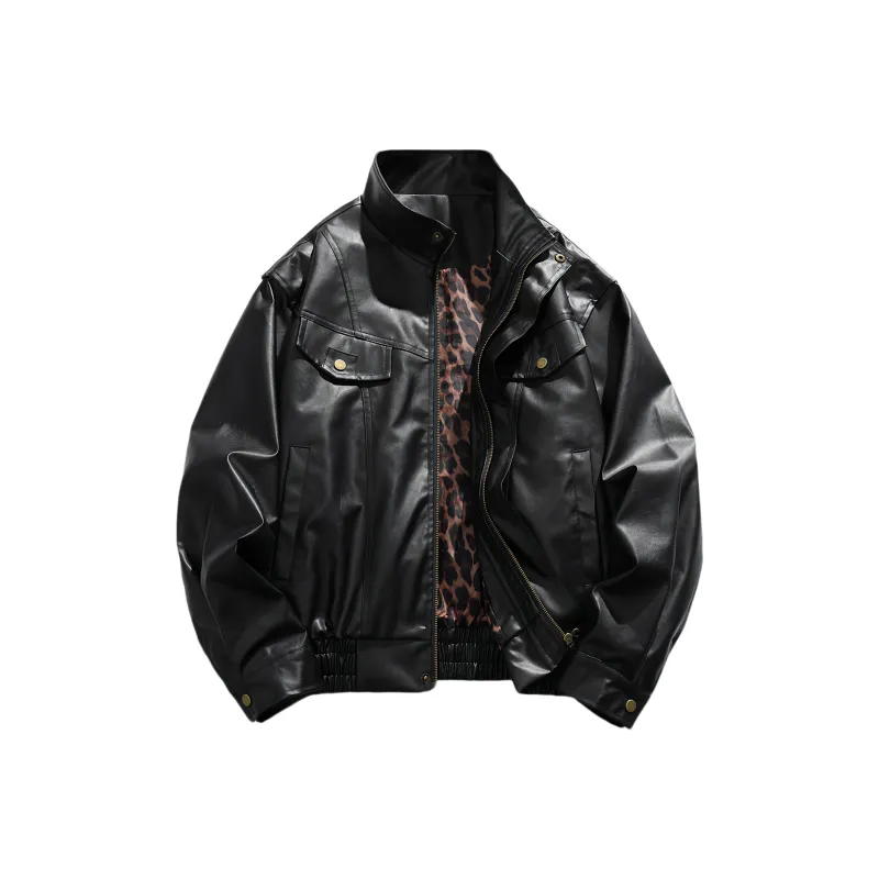 Yiwen Leather Jacket Unisex Black-0