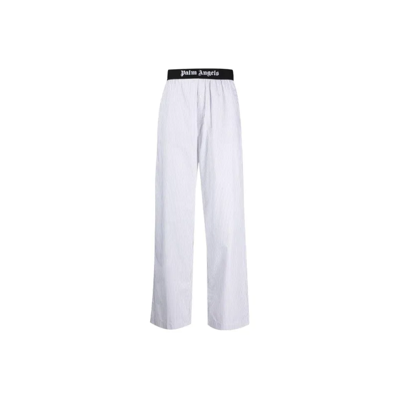 PALM ANGELS Logo-waistband Striped Pajama Trousers-0