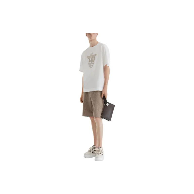 FENDI Logo Detailed Crewneck T Shirt-5