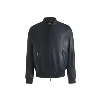 HUGO BOSS x Aston Martin Leather Jacket Men's Dark Blue
