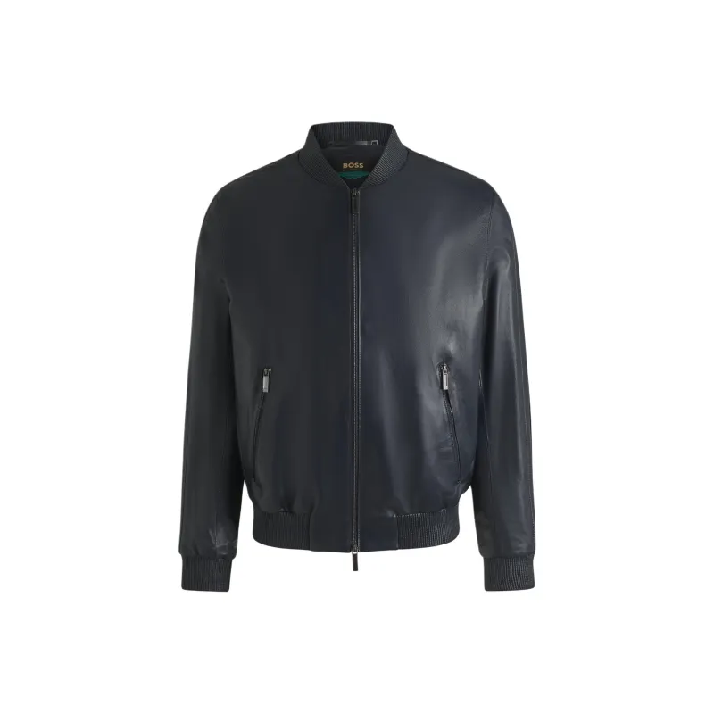 HUGO BOSS x Aston Martin Leather Jacket Men's Dark Blue-0
