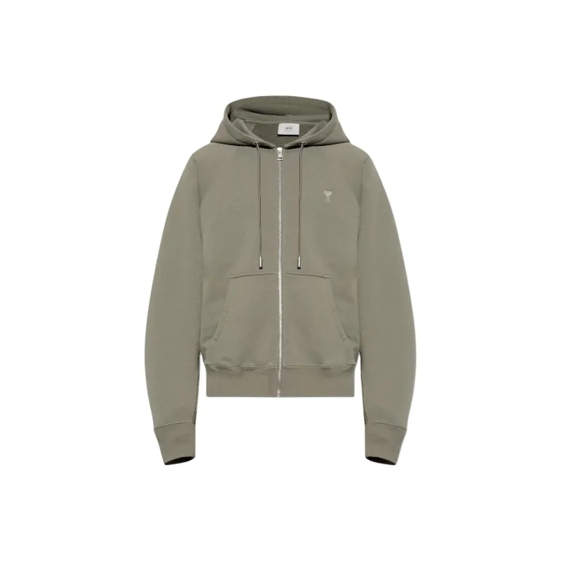 Ami Paris Ami De Coeur Logo Embroidered Zipped Hoodie-0