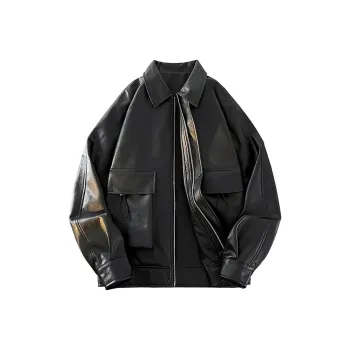 SOCKKEY Leather Jacket Unisex Black