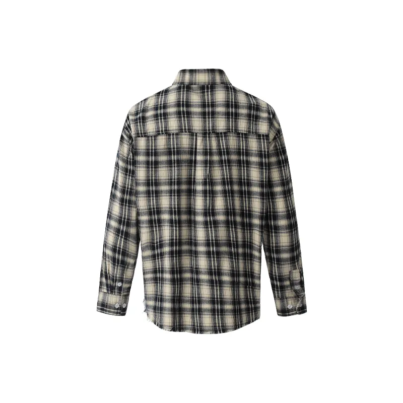 IMHM Shirt Unisex Beige Blue Plaid-1