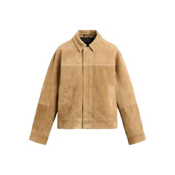 ZARA Leather Jacket Men's Dark Beige