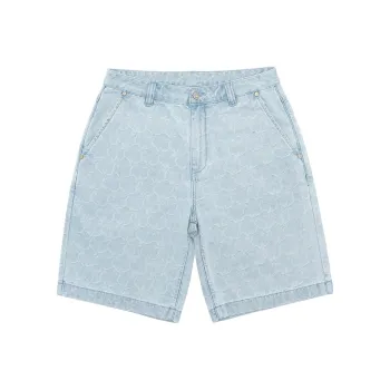 LI NING 1990 Classic Collection Denim Shorts Men's Light Umbilical Blue
