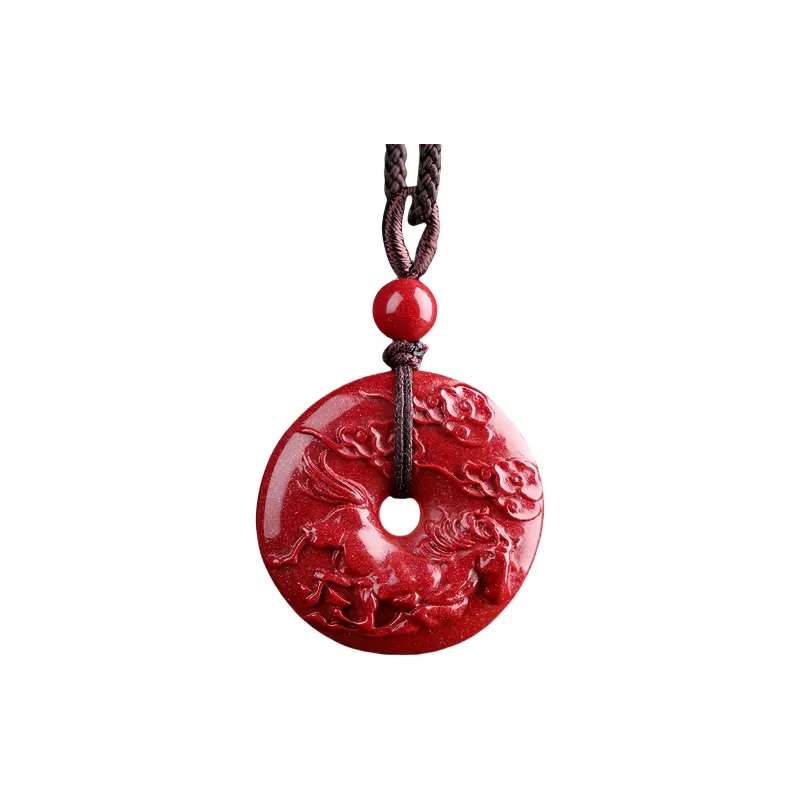 MY WORLD BEGINS AND ENDS WITH YOU Reconstructed Cinnabar Necklaces Unisex-14