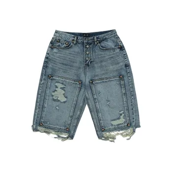 Thug club Double Knee Damage Denim Shorts
