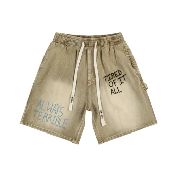 XINYINSU x P&D LIANMINGKUAN Denim Shorts Unisex Yellow Mud