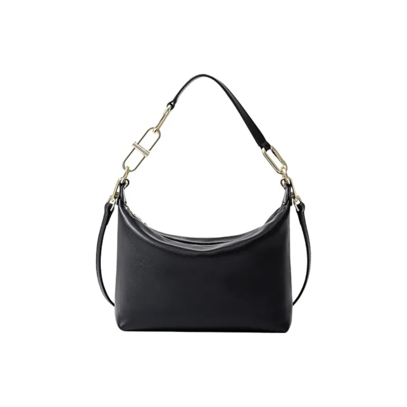 FION Cow Leather Shoulder Bag Regular Women's Classic Black-4