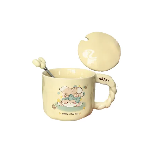 Qi Hu Cute Cat Mug Custard 420ml