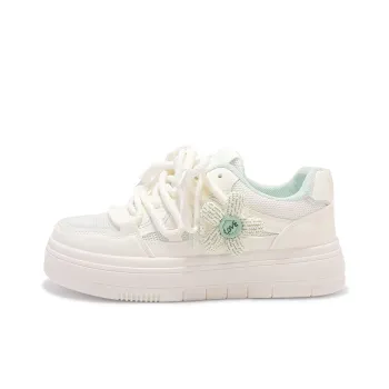 SNXR Slip Resistant Shock Absorbers Low Top Skateboard Shoes Women's White Green
