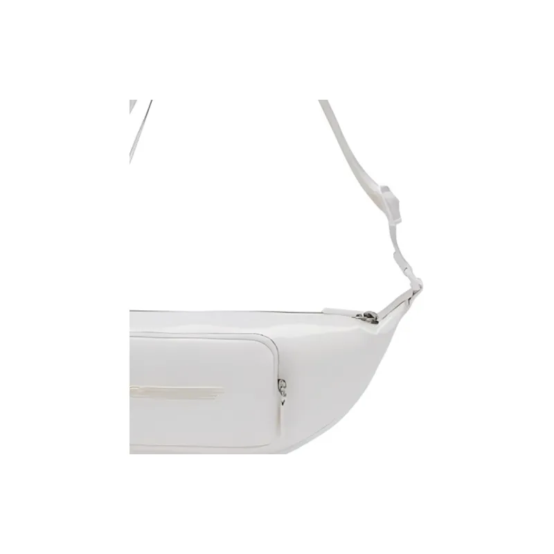 LACOSTE PU Saddle Bag Shoulder Bag Crossbody Bag Medium Size Unisex Cream White-4